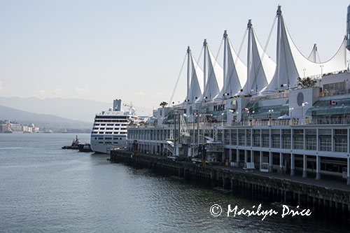 Cruise ship awaiting passengers at Canada Place, Vancouver, BC