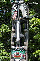 Detail of a totem pole at Stanley Park, Vancouver, BC