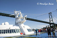 SS Navigator passes under the Lions Gate Bridge, Vancouver, BC