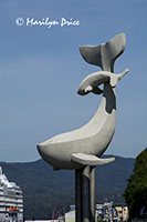 Whale sculpture and our ship, Prince Rupert, BC