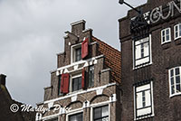 Former warehouse, now fancy apartments, seen on the canal cruise, Amsterdam, Netherlands