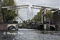 Drawbridge seen on the canal cruise, Amsterdam, Netherlands