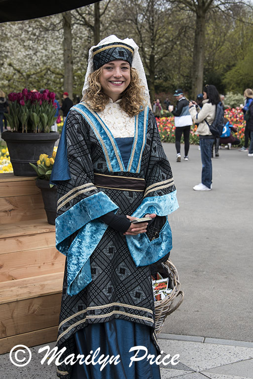 Costumed greeter near the entrance, Keukenhof Gardens, Netherlands