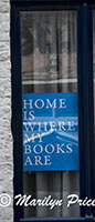 Sign in a window, Bruges, Belgium