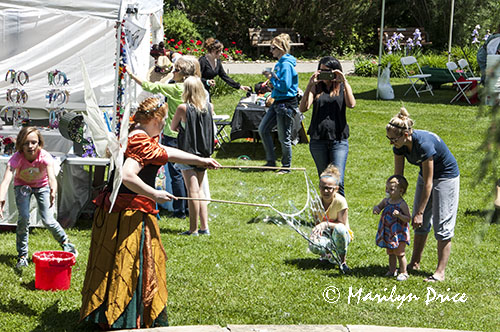 The Fairy Queen creates bubbles for her fans, Montana Renaissance Faire, ZooMontana, Billings, MT