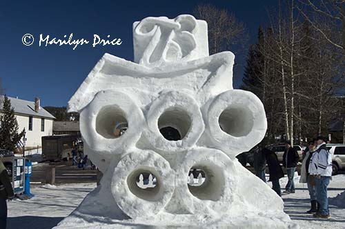 The Budweiser snow sculpture near the Budweiser International Snow Sculpture Championships, Breckenridge, CO