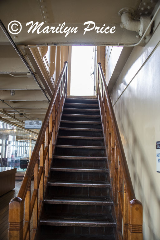 Stairway to an upper level, Queen Mary, Long Beach, CA