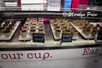 Fancy ice cream cones awaiting ice cream, Farmer's Market, Los Angeles, CA