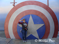 Kelly with Captain America shield, Hollywood Land, Disney California Adventure Park, Anaheim, CA