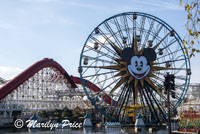 Roller coaster and ferris wheel, Pixar Pier, Disney California Adventure Park, Anaheim, CA