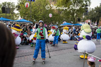 Snowmen and skating 'skiers', Parade on Main Street, Disneyland Park, Anaheim, CA