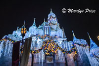 Sleeping Beauty's Castle at night, Disneyland Park, Anaheim, CA