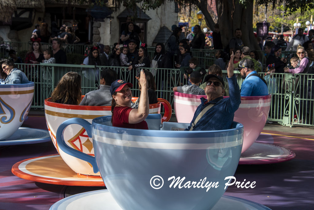 Kelly and Carl on the Tea Cups, Fantasyland, Disneyland Park, Anaheim, CA