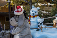 Eeyore and Pooh snowman, Critter Country, Disneyland Park, Anaheim, CA