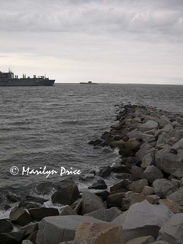 A tender passes through the channel, Chesapeake Bay Bridge-Tunnel, VA