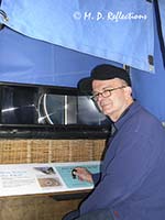 Carl attempts to fly a balloon at a demo kiosk, International Balloon Museum, Albuquerque, NM