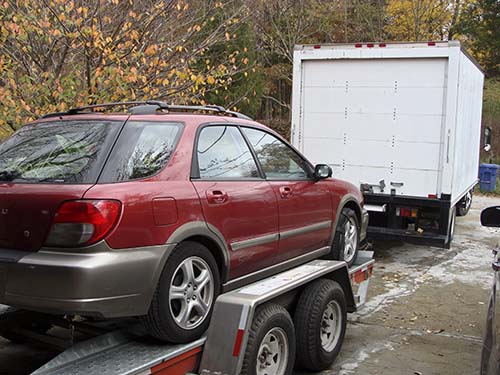 My car loaded on the transport, Kingsport, TN