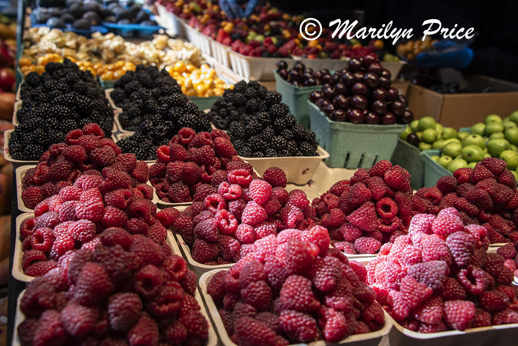 Mountains of berries, Granville Island Public Market,  Vancouver, BC, Canada