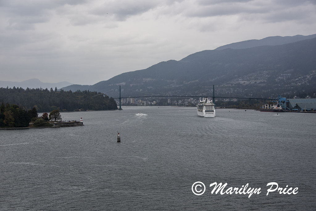 Royal Caribbean ship (Brilliance of the Seas) leaves port, Vancouver, BC, Canada