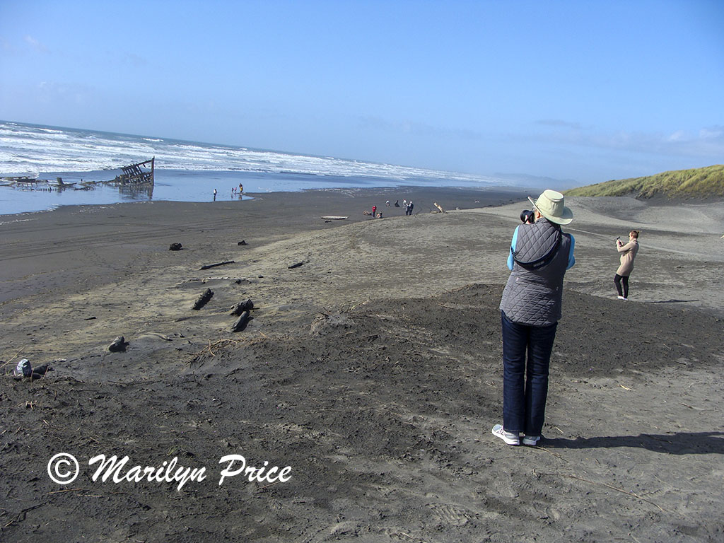 Marilyn and wreck of the Peter Iredale, Ft. Stevens State Park, OR