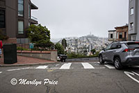 Top of Lombard Street (crookest street in US), San Francisco, CA