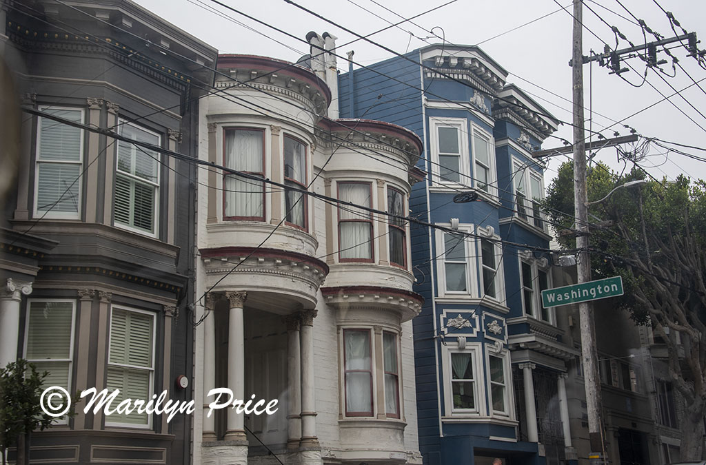 Interesting architecture seen from cable car, San Francisco, CA