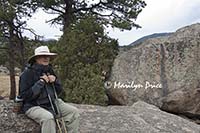 Carl on a boulder at the side of Cub Lake Trail, Rocky Mountain National Park, CO