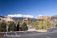 Entrance to Garden of the Gods Park with Pikes Peak, Colorado Springs, CO