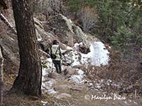 Marilyn on an icy stretch of the Royal Arch Trail, Boulder, CO