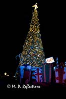 Christmas tree and decorations, EPCOT, Orlando, FL