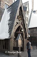 Carl looks at the menu at the Three Broomsticks, Hogsmeade, Harry Potter section of Universal's Islands of Adventure, FL