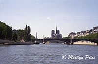 Notre Dame from a sightseeing boat on the Seine, Paris, France