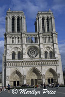 Main facade of the Cathedral of Notre Dame de Paris, Paris, France