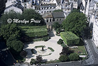 Looking down from one of the towers of the Cathedral of Notre Dame de Paris, Paris, France