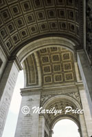 Detail, looking straight up inside, Arc de Triomphe, Paris, France