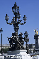 Lamps and statues of the Pont Alexandre III, Paris, France