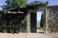 Looking through a gateway into the cemetery, Menerbes, France