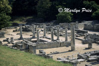 Looking down into the Roman ruins of Glanum, near St. Remy de Provence, France