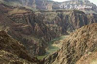 Kaibab Bridge, Colorado River and inner canyon from Clear Creek Trail, Grand Canyon National Park, AZ