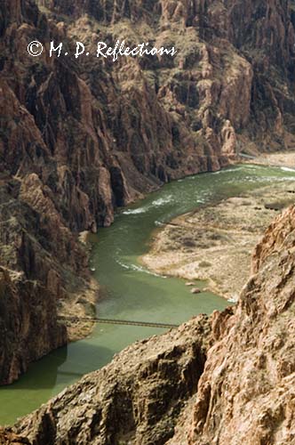 Kaibab Bridge, Colorado River and inner canyon from Clear Creek Trail, Grand Canyon National Park, AZ