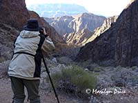 Marilyn shoots a photo, Clear Creek Trail, Grand Canyon National Park, AZ