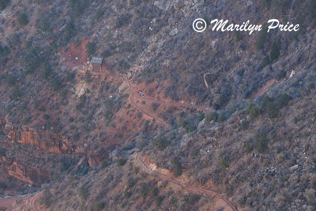 1.5 mile rest house on Bright Angel Trail from Trail View Overlook, Grand Canyon National Park, AZ