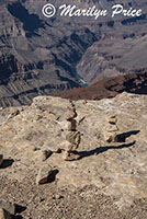 Balanced rocks on the canyon rim with the Colorado River far below, Hopi Point, Grand Canyon National Park, AZ