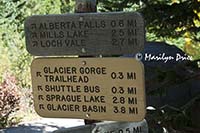 Trail sign, Mills Lake Trail, Rocky Mountain National Park, CO