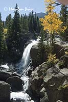 Alberta Falls and autumn aspen, Mills Lake Trail, Rocky Mountain National Park, CO