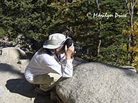 Marilyn takes a photo, Mills Lake Trail, Rocky Mountain National Park, CO