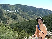 Marilyn and the view back over the valley from the trail, Raven's Roost Trail, Reynolds Park, CO