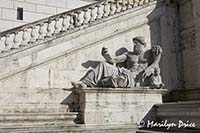 Part of the stairway to Palazzo Senatorio, Rome, Italy