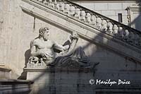 Part of the stairway to Palazzo Senatorio, Rome, Italy