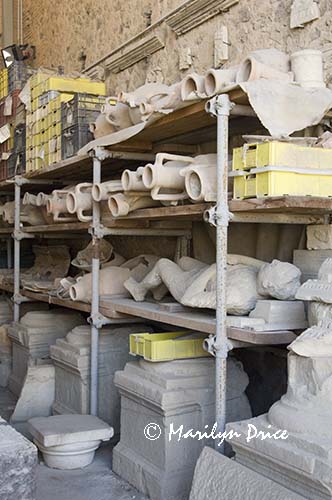 Storeroom of found items, Pompeii, Italy